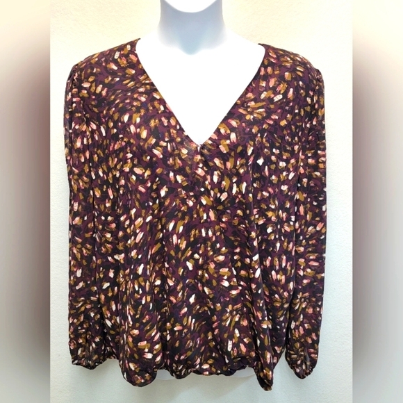 NINE BRITTON STITCH FIX EXCLUSIVE Women's Size 2X Long Sleeve Faux Wrap Top - Picture 1 of 9